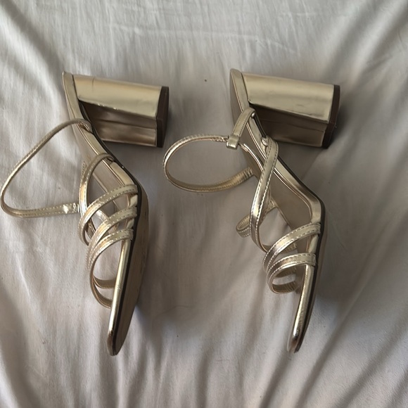 Gold Platform Heels with Straps - Picture 2 of 4